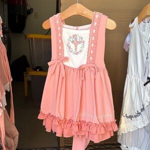 Pink Sleeveless Dress with Embroidered Detail